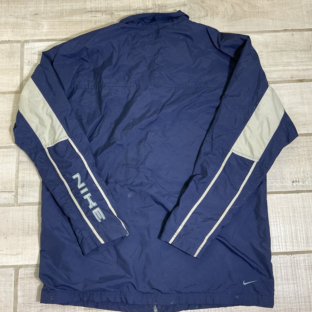 VTG Nike Track Jacket Men's Large Navy White‎ Windbreaker Gray Tag Full Zip Y2K - Picture 8 of 8